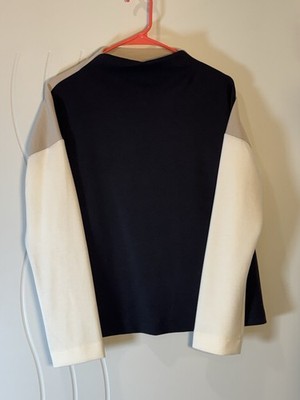 Cable & Gauge Studio Women's Colorblock Jet Black Mock Neck Long Sleeve Top S