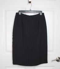 VTG Evan Picone Black Lined Pencil Skirt Pink Pinstripes Textured Knee Length 8