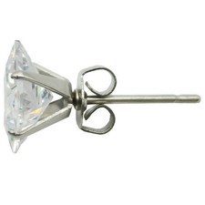 Unisex Genuine 18K White Gold Filled 6mm Shiny Square Zircon Post Stud Earrings