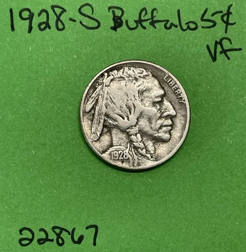 1928-S Buffalo 🦬 Indian Head Nickel 5c Vf Very Fine