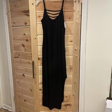 Mandarin Blue Black Maxi Dress with Strappy Detail