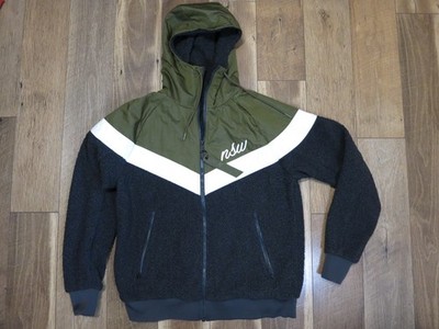 Nike Sportwear NSW Men's Green/White/Gray Sherpa Windrunner Full Zip Jacket Sz M