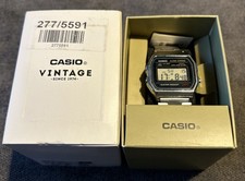 Casio Vintage Digital Watch A158 / A168 Silver BOXED Alarm Chrono WR 🔥