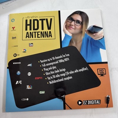 6 Antenna Ultra Thin Flat Indoor HDTV Signal Antenna Lot Of 6 + One Remote NEW