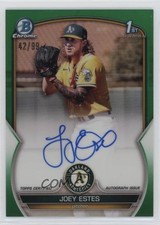 2023 Bowman Chrome Prospect Green Refractor 42/99 Joey Estes #CPA-JE Auto 14a1