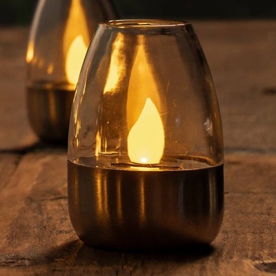 Lindby 10er Set LED Solar Tischleuchte / Kerzen außen, Teelichter Edelstahl Kuns