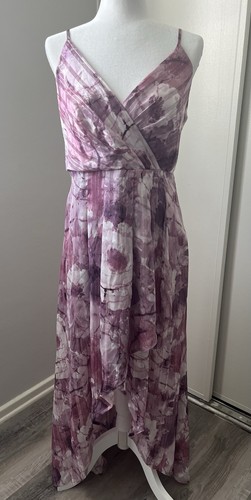 Lulus An Enchanting Dream Purple Multi Print High-Low Women’s Maxi Dress Size L - Picture 4 of 11
