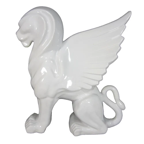 Haeger Pottery 15" Griffin in Rare White Glaze - Winged Lion Gryphon