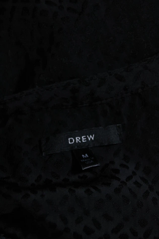 Blusa Drew Mujer Estampada Mangas Largas Cuello Llave Negra Talla Mediana Foto 4 de 4