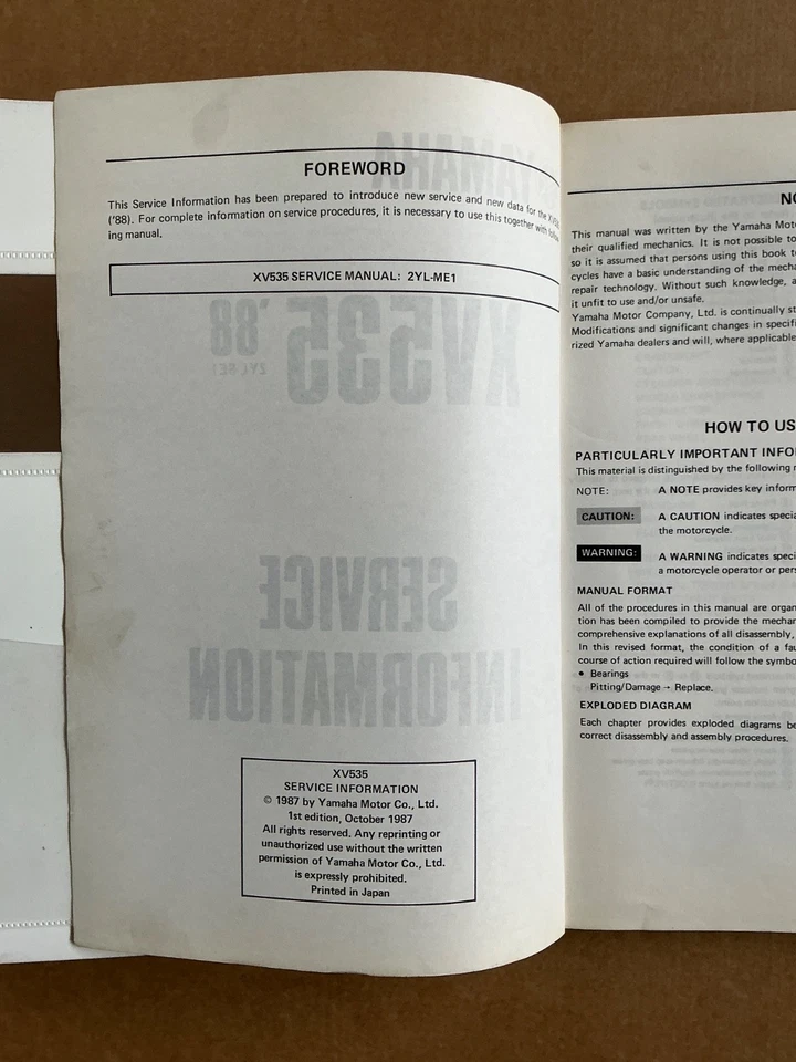 YAMAHA SUPPLEMENTARY WORKSHOP SERVICE INFORMATION MANUAL XV535 VIRAGO 1988-1996 - Image 3 of 4