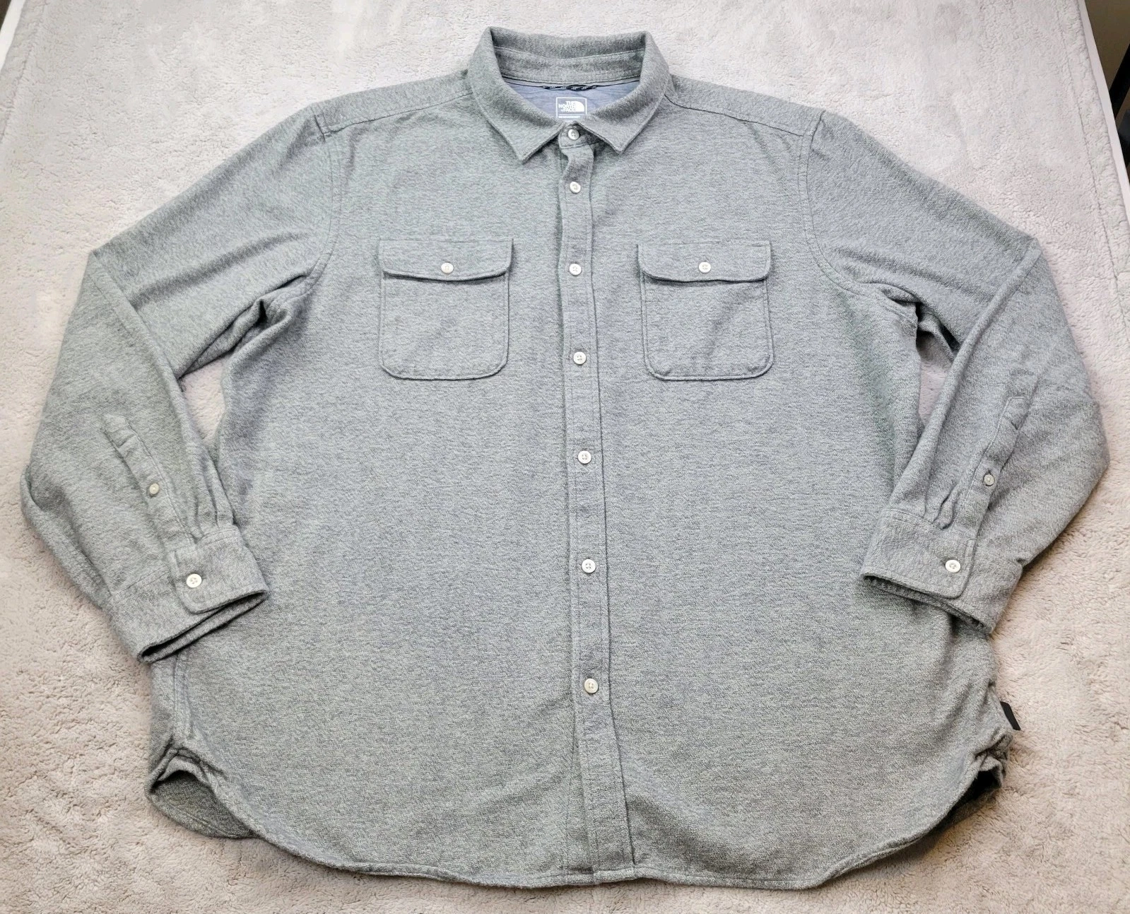 The North Face Flannel Button Up Shirt Mens XXL Gray Pockets Long Sleeve Outdoor