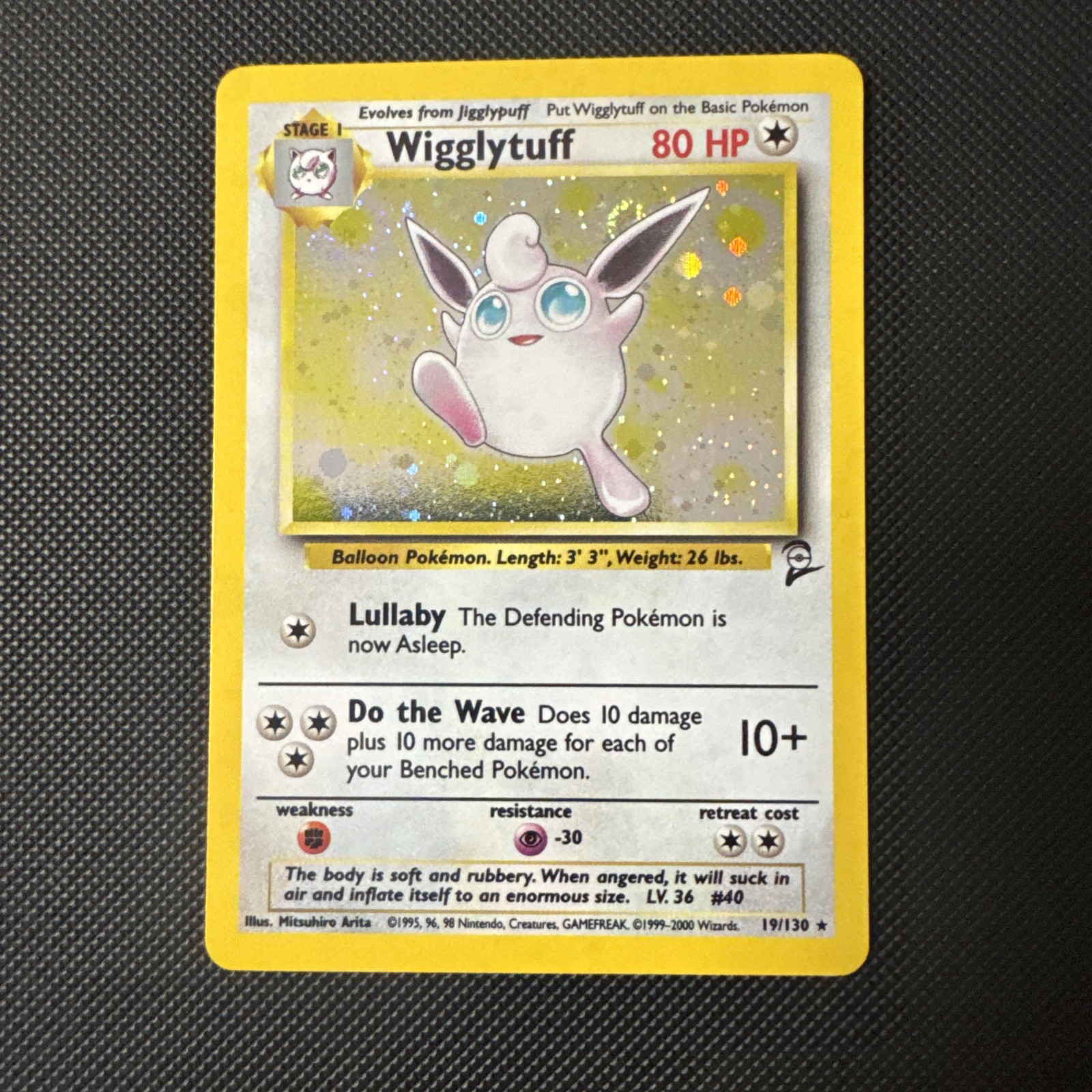 Wigglytuff 19/130 Holo Rare Pokemon Base Set 2 NM