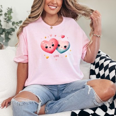 Liebe Damen Ring-Spun T-Shirt Valentinstag Herzen Romantik Geschenk für Sie