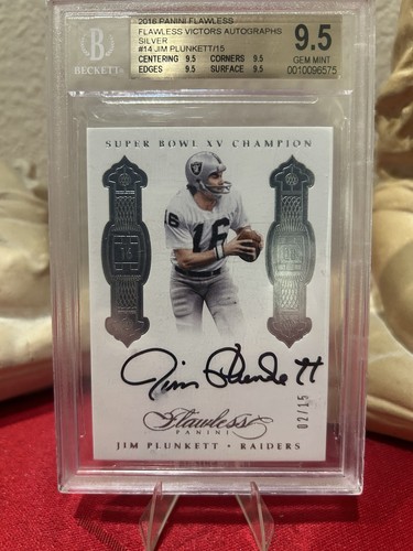 2016 Panini Flawless Jim Plunkett Victors Silver Auto /15 BGS 9.5