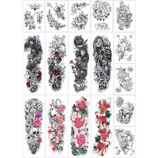 Full Arm Temporary Tattoo Stickers,Half Arm Tattoo Floral for Woman 17 Sheets