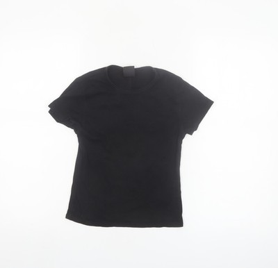 iets frans Damen T-Shirt schwarz Slim Fit Kurzarm Basic Gr. S