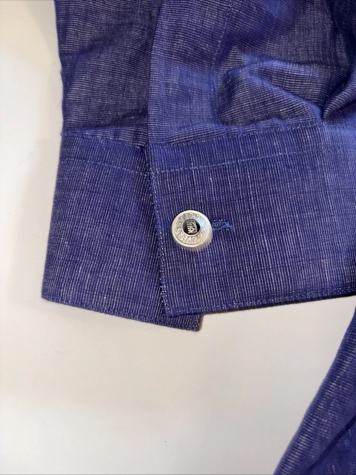 Camisa Versace Clásica V2 Informal Abotonada Para Hombres XL Azul Manga Larga Excelente Foto 4 de 4