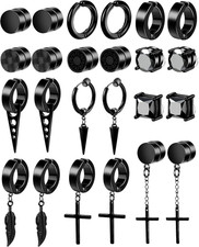 12 Pairs Magnetic Earrings Set - Clip On, Hoop  Dangle Designs Non-Piercing Set