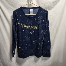 Secret Treasures Dreamer Women's Pajama Top Med 8-10 Stars Blue