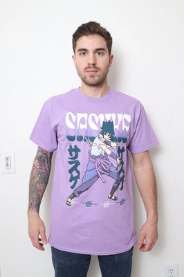 Naruto Shippuden Fighting Stance Sasuke With Name Adult T-Shirt | eBay