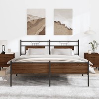 Metallbett Ohne Matratze 160X200 Cm Braun Eichen-Optik