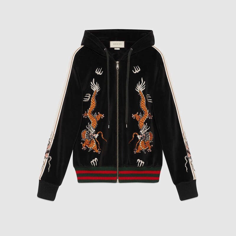 トップス GUCCI parka hoodie dragon embroidery トップス GUCCI parka hoodie dragon embroidery Gucci Gray Dragon