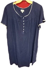 Women’s Aria Collection Short Sleeve SleepTop/Nightgown-2X(18W/20W)- Navy Blue