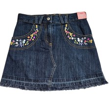 Gymboree Tea Garden Denim Skort Size 8 Blue Floral Raw Hem Vintage Y2K NWT