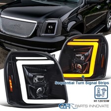 Black Smoke Fits 2007-2014 Gmc Yukon Xl 1500 Sequential Led Projector Headlights