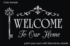 11"x24" Welcome Stencil Our Home Fleur Scroll Key Farmhouse DIY Craft Art Signs