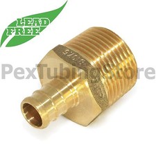 1/2" PEX x 3/4" Male NPT Threaded Adapter - Brass Crimp Fitting, LEAD-FREE