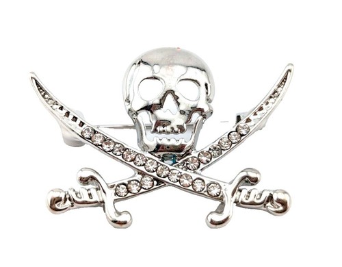 Macon Et Lesquoy Brooch SKULL & CROSSBONES New Hand Embroidered