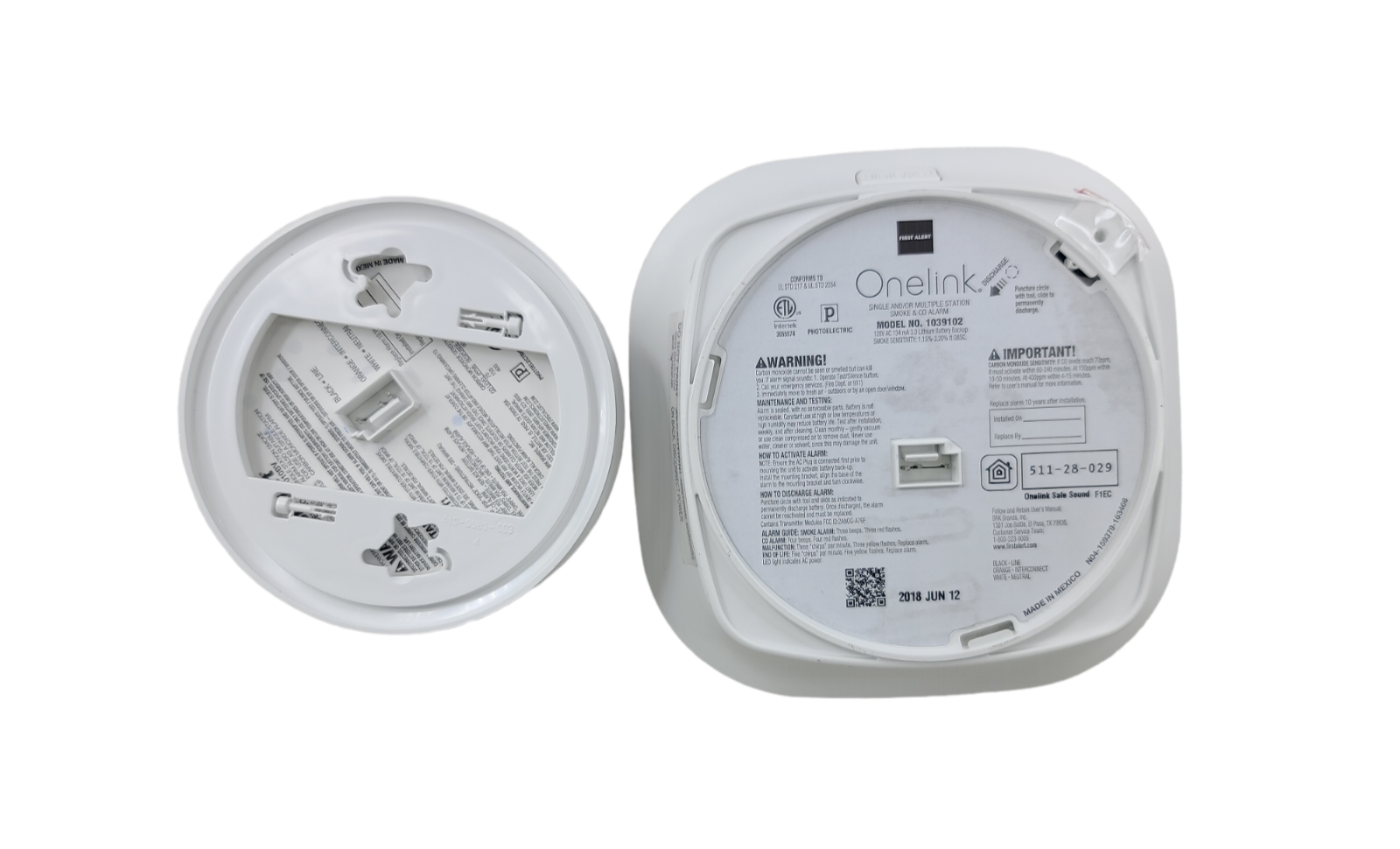 2 Pack One Link First Alert ALEXA BUILT IN Carbon Monoxide Smoke