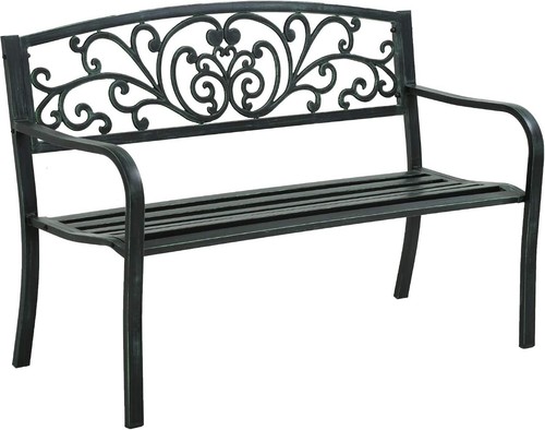 Garden Bench Park Bench Outdoor Bench Metal Bench for Yard Porch Work Entryway - Picture 9 of 10
