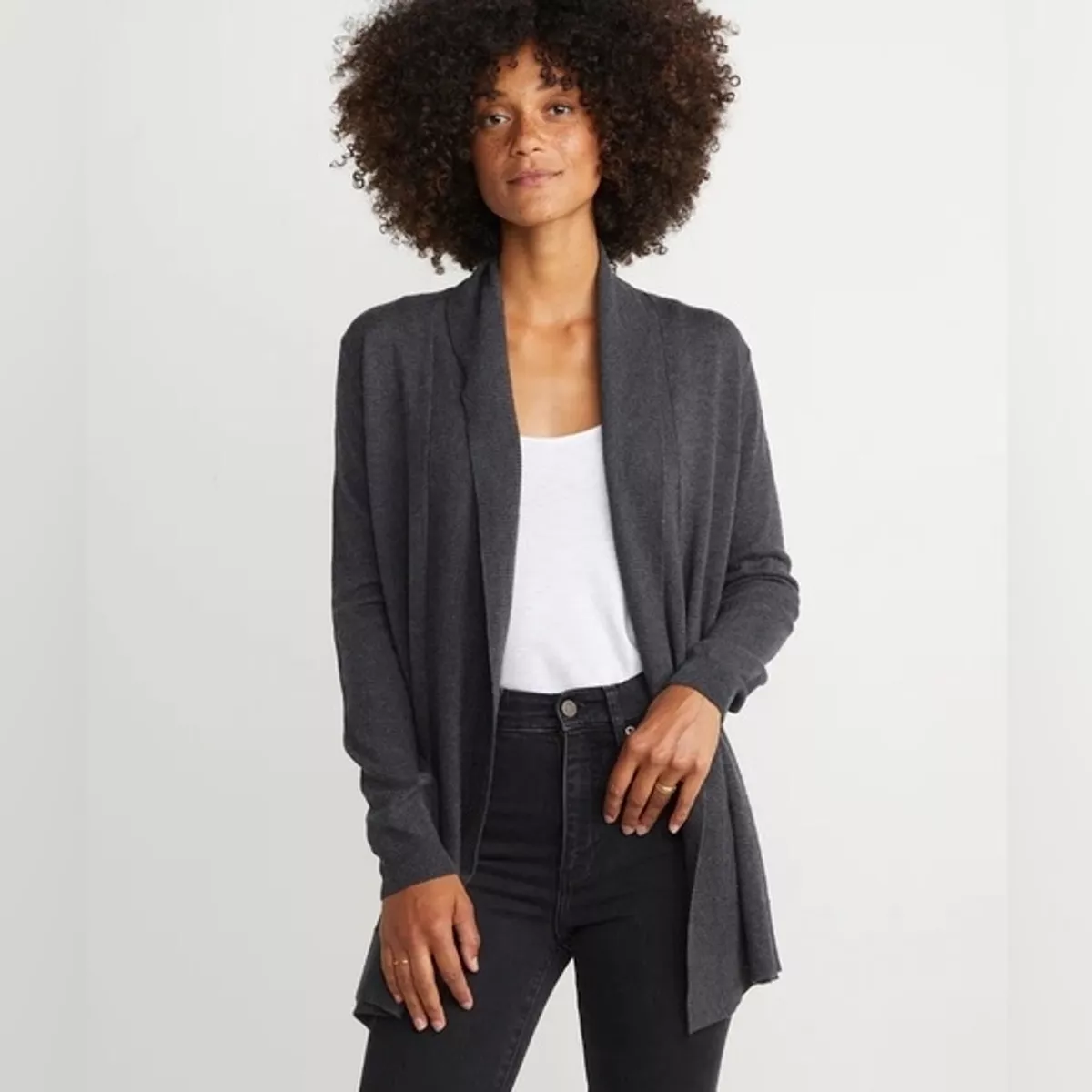 Marine Layer Women s Mae Cardigan Sweater Charcoal Heather Gray
