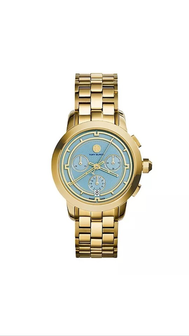 Tory Burch Women Authentic Watch Gold Tone Chronograph 37 mm