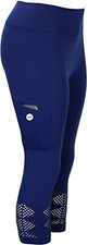 Crush Women's Seamless Cutout Capri with Side Pocket for Phone Size 2X/3X- Navy