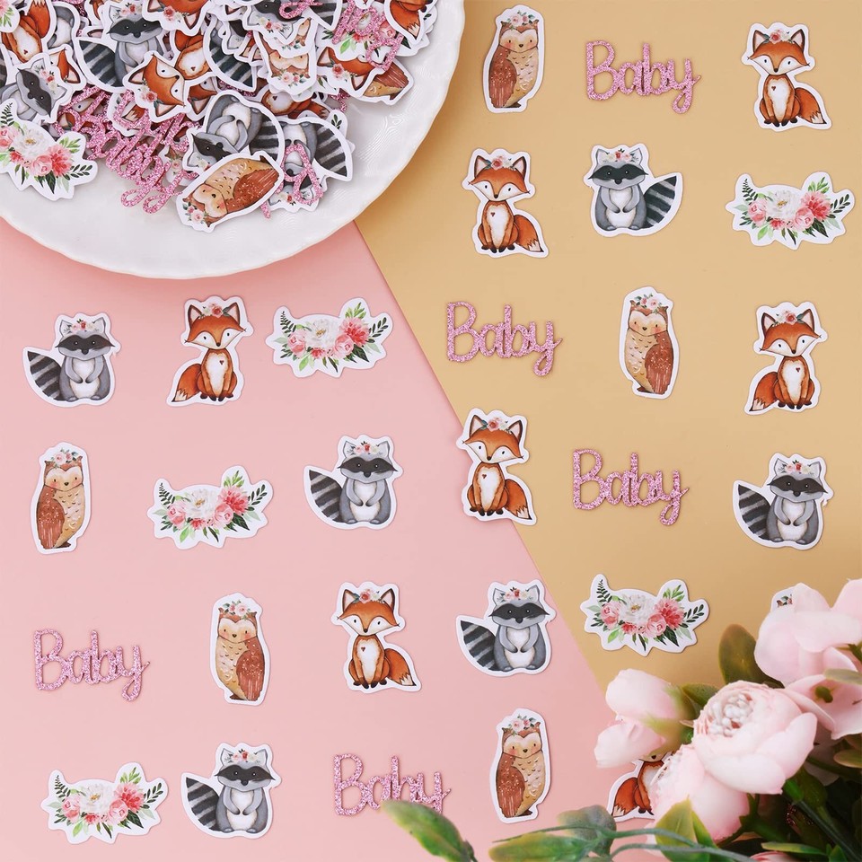 200PCS Woodland Confetti Baby Shower, Woodland Animals Baby Shower