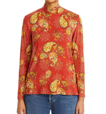 NWT Johnny Was Janie Favorite Paisley Lace Long Sleeve Mock Neck Top Multi L 130