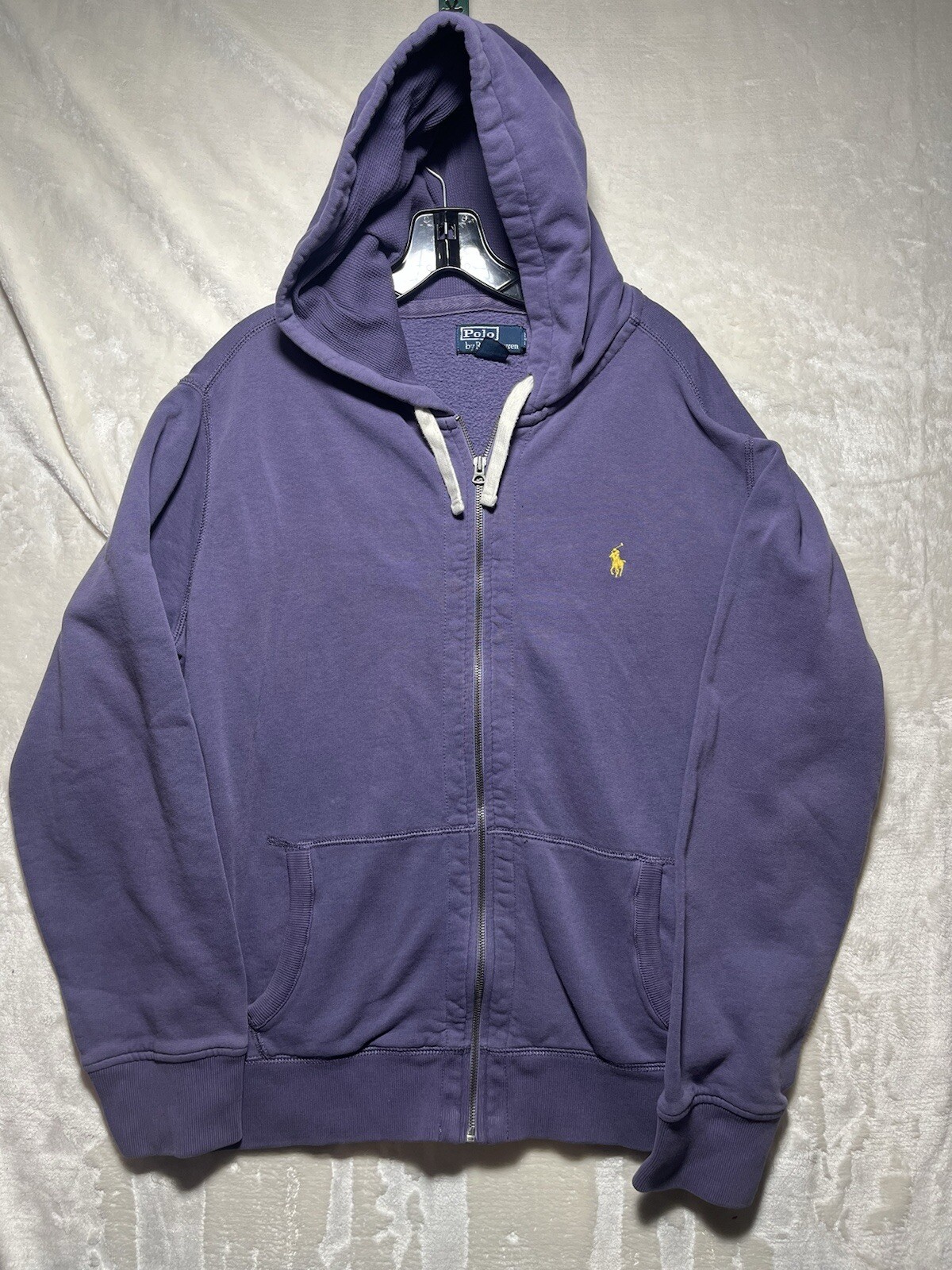 Giacca Polo Ralph Lauren Y2k XL con cappuccio zip intera outdoor manica lunga viola pony