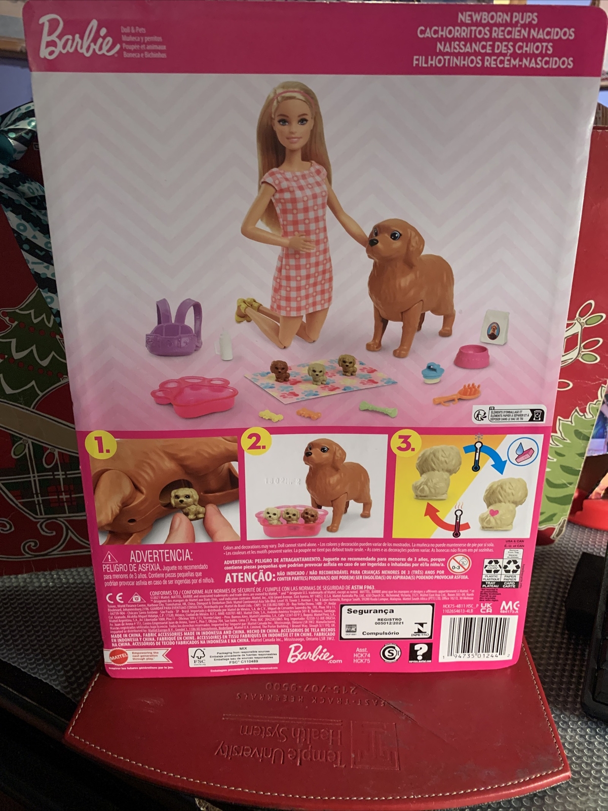 Barbie Doll & Newborn Puppies Playset with Blonde Doll, Mommy Dog & 3 Puppies