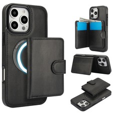 Magnetic Wallet Case with Card Holder For iPhone 16e 16 Pro Max 15 14 13 12 11 X