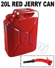Race Rally offroad - 20lt Metal Jerry Can & SPOUT for Fuel Petrol Diesel RED