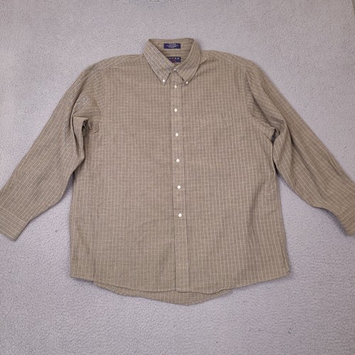 Vintage Dover Arrow Men's Oxford Shirt Size 17.5 34/35 Brown Button Long Sleeve