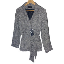 Wardrobe Black And White Belted Jacket Size 16 Ladies Women