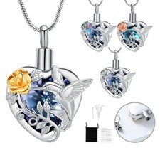 Hummingbird Urn Necklace for Ashes Crystal Cremation Jewelry Memory Keepsake USA