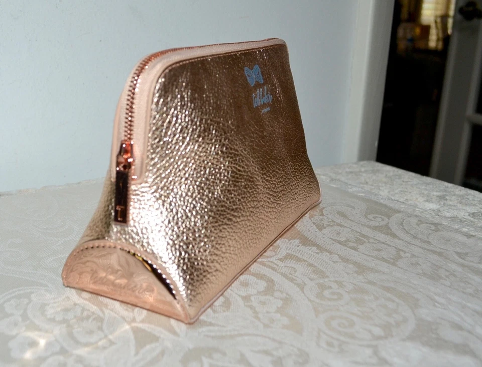 NWT $89 Ted Baker JENY Rose Gold Leather Cosmetic Case Travel Bag Clutch Bag - Image 2 of 4