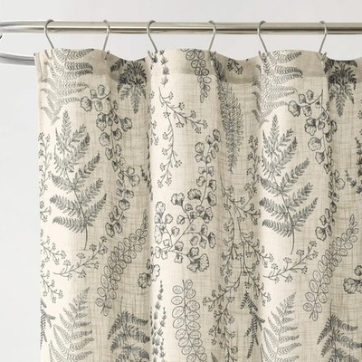 Lush Decor - Shower Curtain, Textured Linen Design, Botanical Dreams
