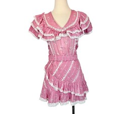 LoveShackFancy Bonita Mini Ruffle Dress in Pink Ditsy Floral S NWT Cotton