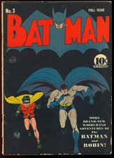 Batman #3 (Former CGC 3.0) Nice Unrestored Golden Age DC Comic 1940 GD-VG